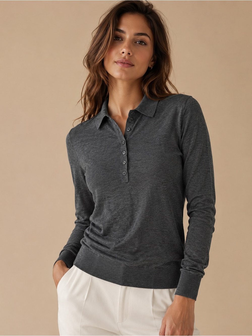 G/FORE Charcoal Long-Sleeve 100% cashmere sweater